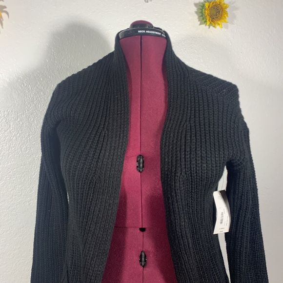 ANA - A New Approach - NWT Black Knit Pocket Sweater Open Cardigan Size XS Women - Picture 3 of 9